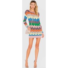 Lovers + Friends You Rock Sweater Knit Dress XS Extra Small Chevron Stripes Pink