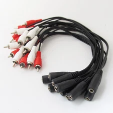 10pcs 0.3M/1ft 3.5mm 1/8" Stereo Female to 2 Male RCA Plug Adapter Audio Y Cable