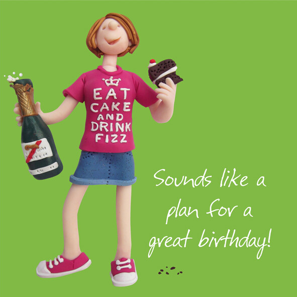 Birthday Card - Female Funny Humour Eat Cake Drink Fizz One Lump Or Two Quality