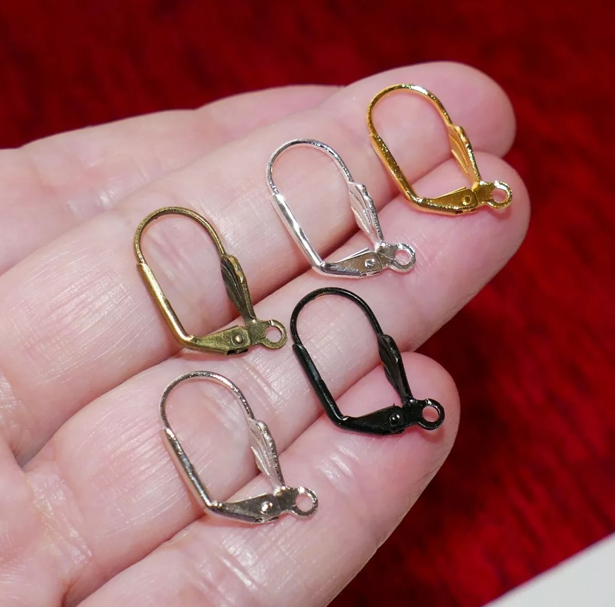 10x Leaf Lever Back Earring Hooks Locking French Wires w/Clasps and Open  Loop