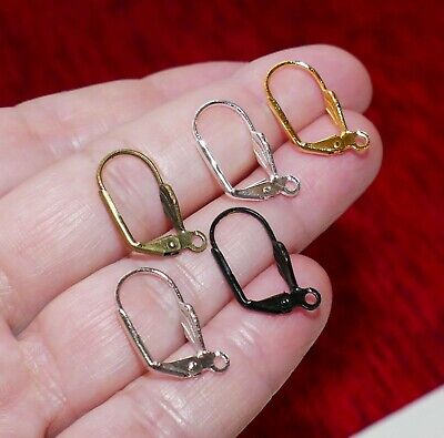 10x Leaf Lever Back Earring Hooks Locking French Wires w/Clasps