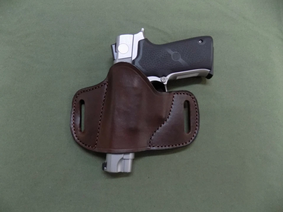 Se adapta a Glock, S&W, Taurus... Funda de cuero con dibujo cruzado deslizable para cinturón L/H marrón EE. UU. Foto 4 de 4