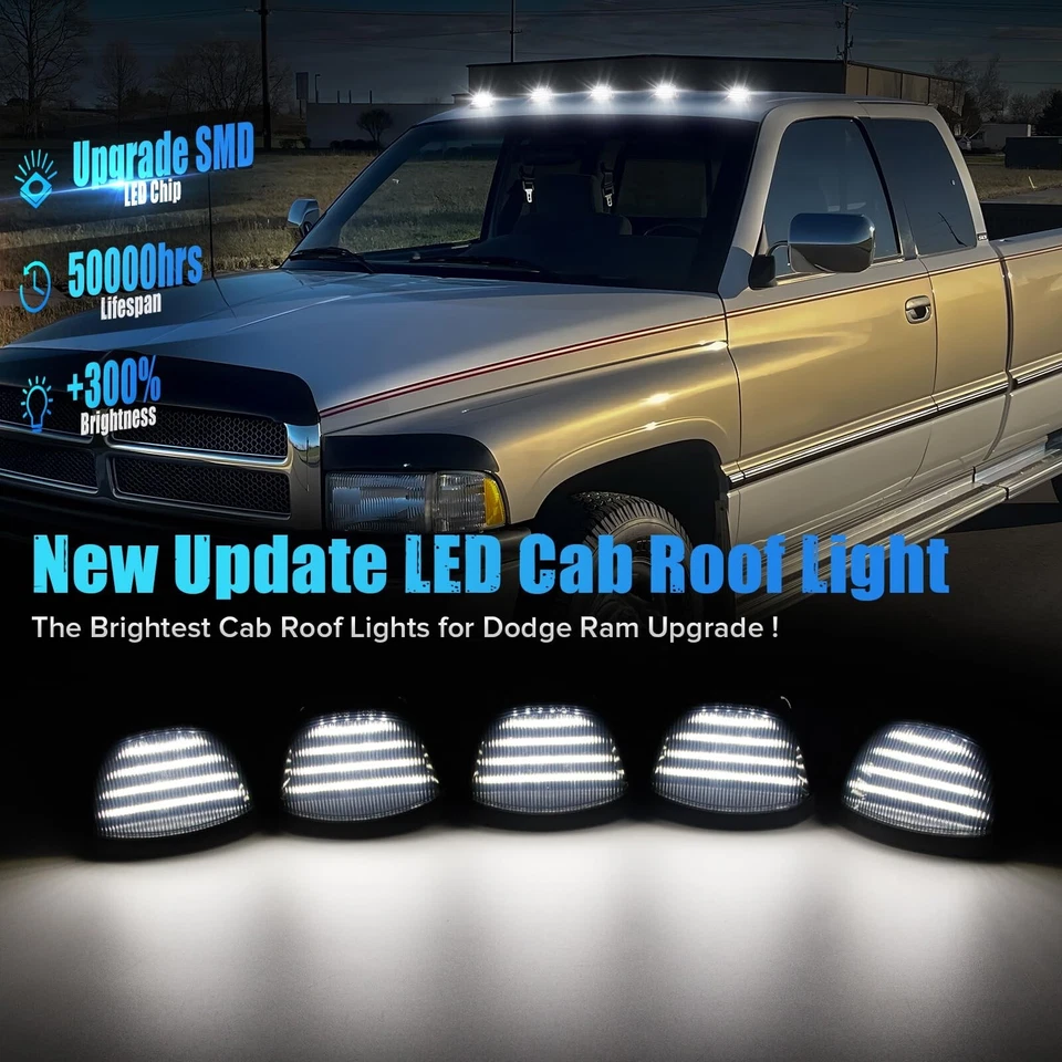 5 PIEZAS Luz Blanca Lente Humo LED Cabina Techo Marcador Luces Compatible con 1994-1... Foto 2 de 4