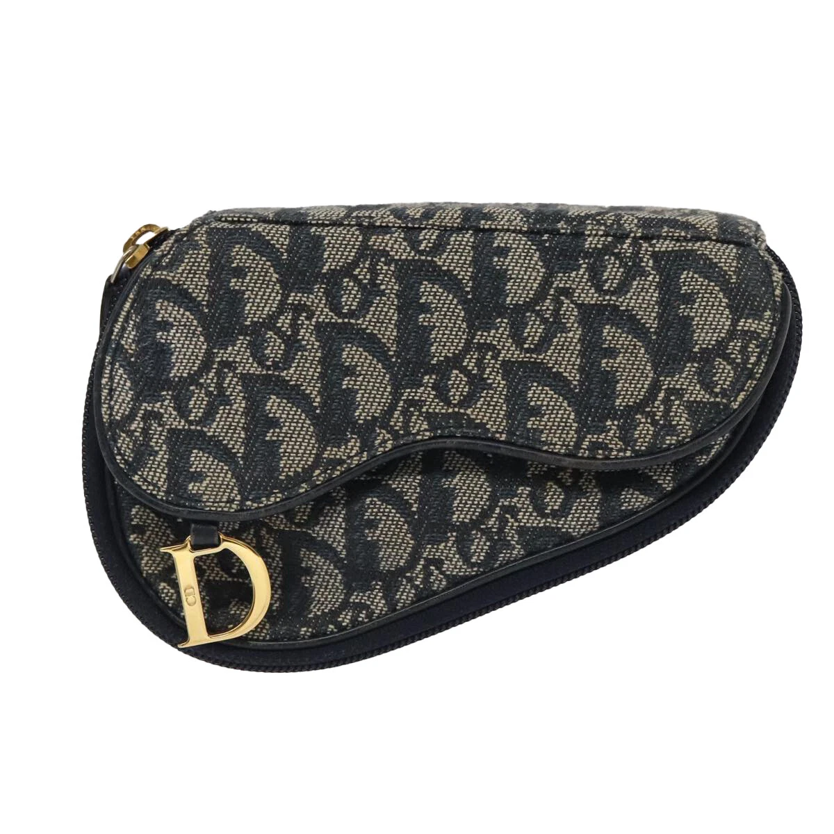 Sac pochette toile marine Dior selle authentique