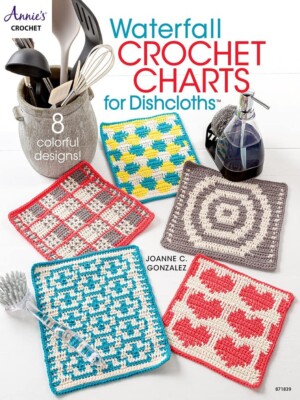 Waterfall Crochet Charts for Dishcloths: 8 colourful designs! NEW Book