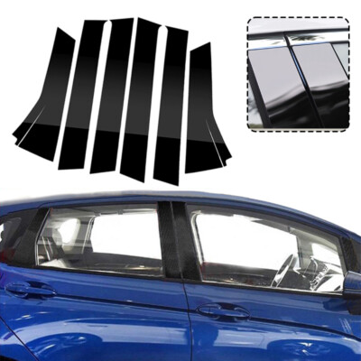 #ad 6pcs Black Pillar Post For Honda Fit Jazz 2014 2020 Door Trim Piano Cover Window $13.63