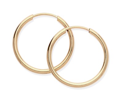 9ct Yellow Gold 15mm Sleeper Hoop Earrings Solid 9ct Gold UK Made  UK