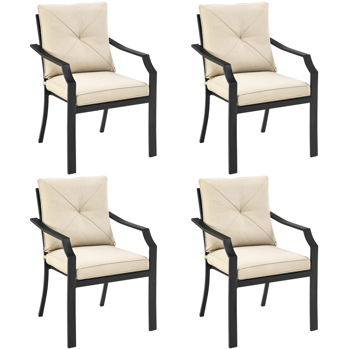 Set of 4 Stackable Patio Dining Chair Cushioned Armchair Bistro