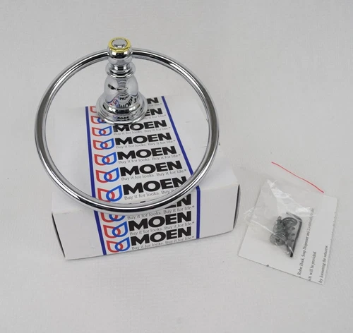 Moen YB5486CP Kingsley Collection Chrome/ Polished Brass Towel Ring