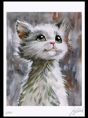 Original Kunst Druck Grafik von Gemälde'' CAT NO. 10 '' Grafic, Artwork, NO FOTO!