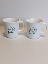 Corelle Corning Rosemarie Pink Tulips Floral Coffee Mugs Tea Cups 3.5" Set of 2
