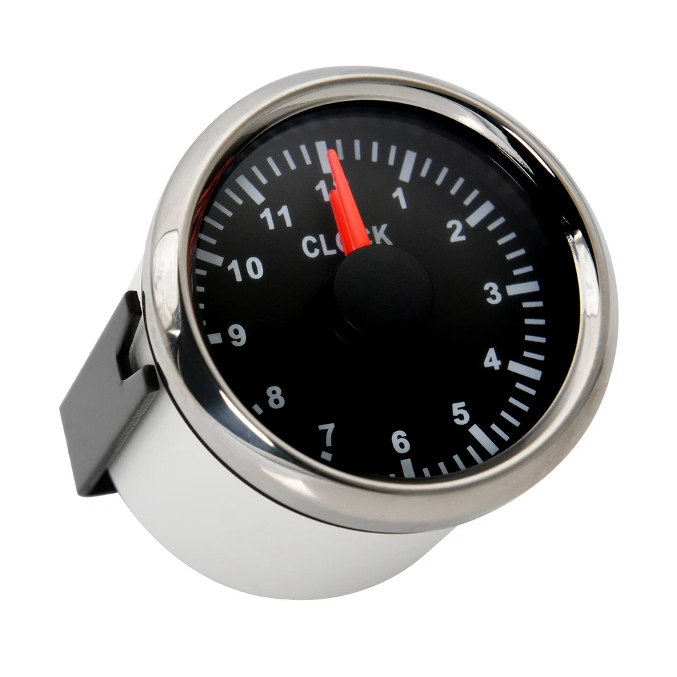2" 52MM Black Clock gauge 12 Hours Red LED For Cars Trucks Boat Marine Motorbike - Image 4 of 4