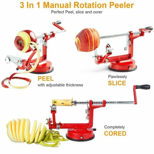 3-in-1 Kitchen Tool Apple Fruit Corer Slicer Peeler Slinky Machine Potato Cutter - Picture 2 of 11