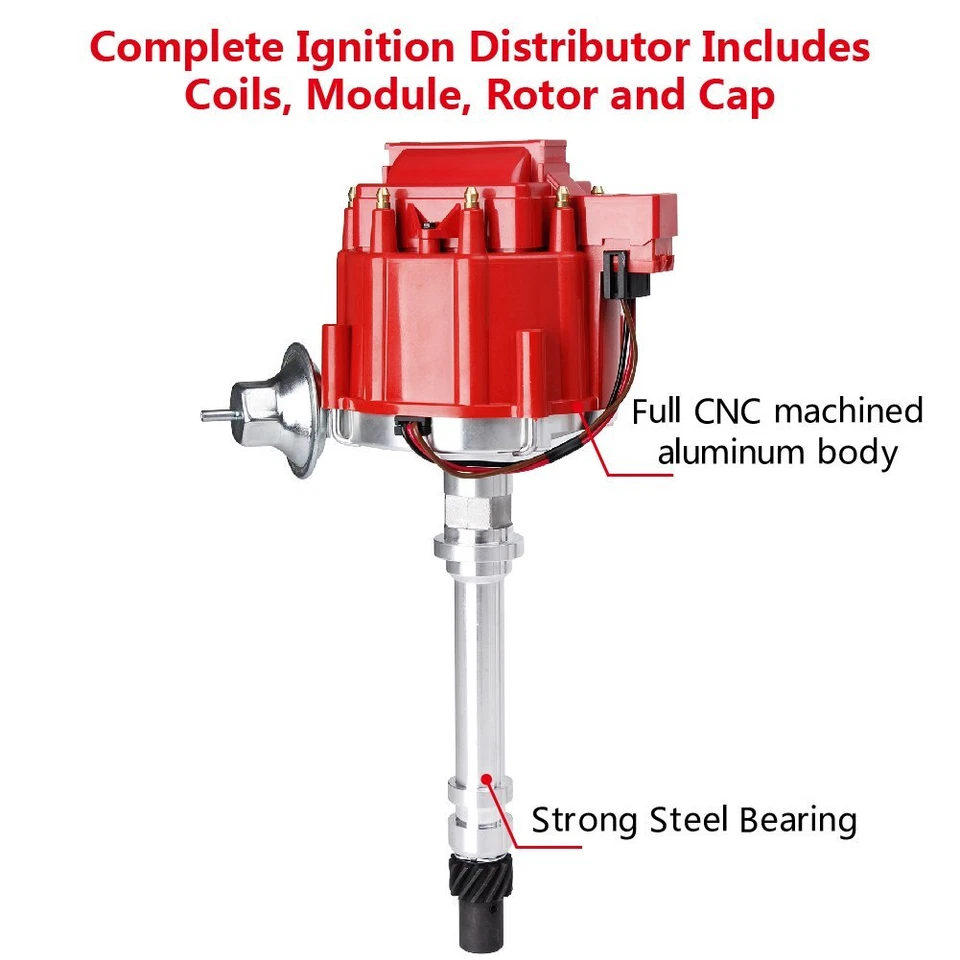 Distribuidor de encendido para Chevy GM SBC 350 400 BBC 454 65k bobina HEI DD-SBC-HEI-V8 Foto 3 de 4