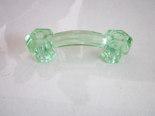LIGHT GREEN GLASS CABINET PULLS DRAWER HANDLES VINTAGE STYLE