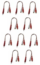 6 inch RCA 1 Male to 2 Female Gold Plate Audio Adapter Y Splitter Cable 10 pack