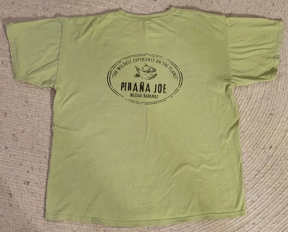 Camiseta para hombre Pirana Joe's Nassau Bahamas verde claro talla grande ¡etiqueta genial! Foto 3 de 4