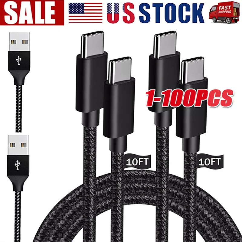Braided USB-C Fast Charging & Sync Cable 3/6/10FT Options  