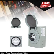 30 Amp Generator Power Inlet Box Weatherproof For 4 Prong Generator Cord Outdoor