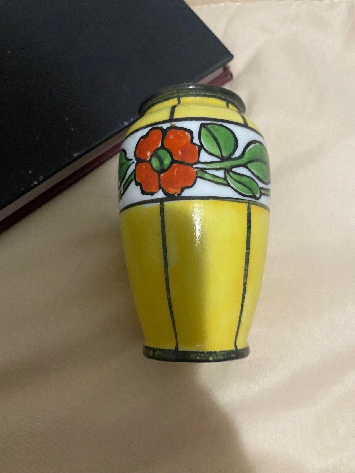 Vintage Japanese Vase TA Made in Japan HandPainted Yellow Flowers 4
