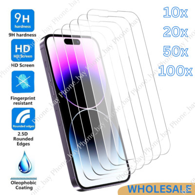 Lot Tempered Glass Screen Protector For iPhone 16 15 14 13 12 11 Pro Max 8 7 XR