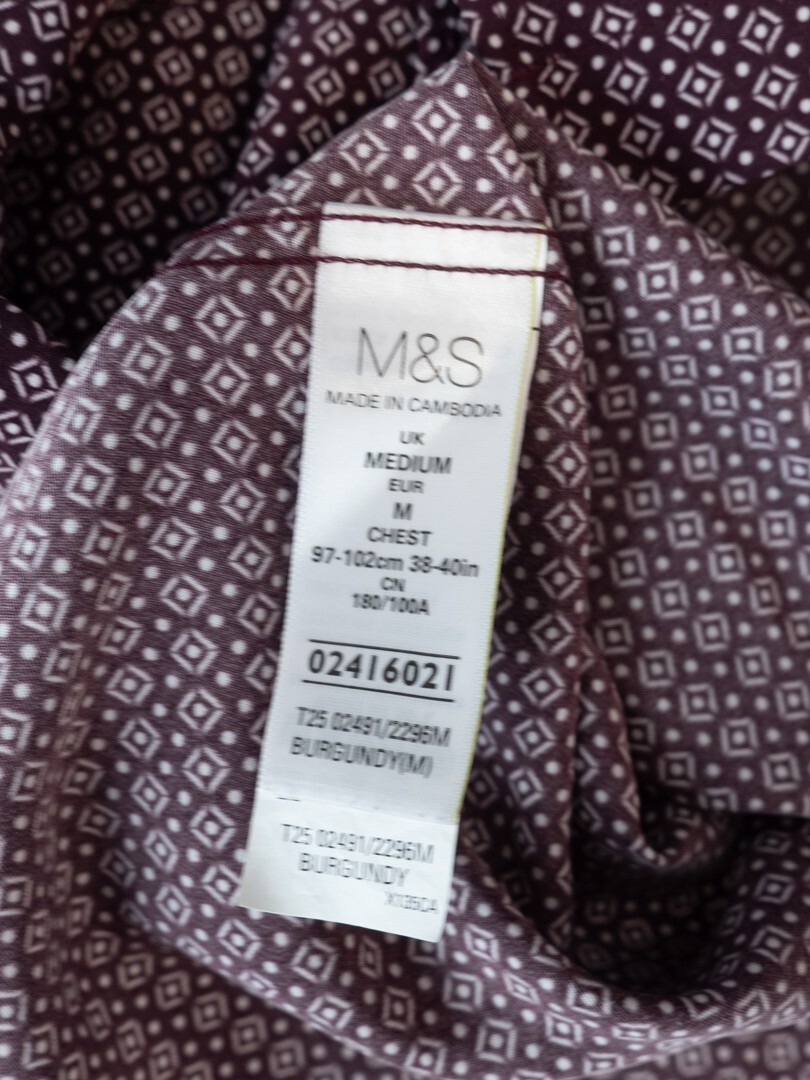 M&S Men's Shirt Burgundy Medium Pre-Owned image 4
