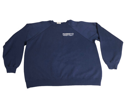 Vintage 90s Nabisco Sweatshirt Mens XXL 2XL Blue Safety First Pullover Made USA