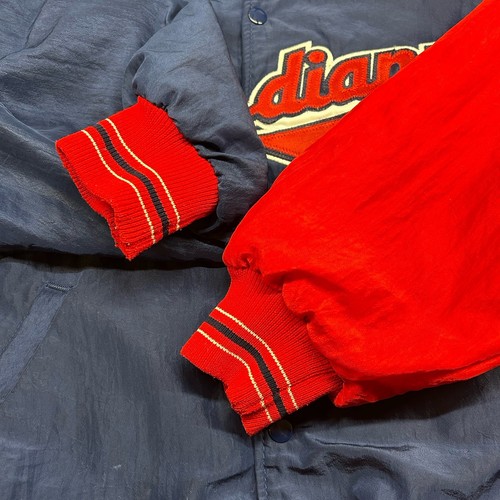 VTG Cleveland Indians Starter Satin Bomber Quilt Lined Snap Up Jacket Adult L - Picture 7 of 17