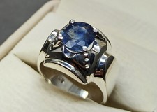 Natural Sapphire Women Ring, 2.5 Carat, Handmade 925 Silver   Blue  Yellow