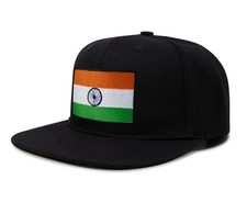 Indian Flag Hat Men Women - Adjustable Snapback Trucker  Cap (Black Flatbill)