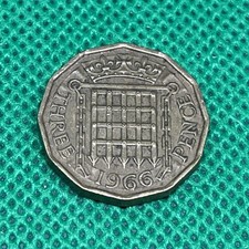 1966 Queen Elizabeth II Three Pence 3d coin  