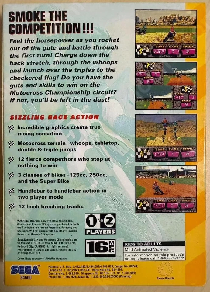 Motocross Championship SEGA Genesis 32X Complete in Box CIB Tested 1995 Racing - Image 2 of 4