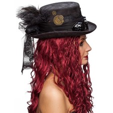 Gothic Zylinder Steampunk Hut Schwarz für Damen Karneval Mottopartys und Cosplay