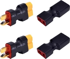 2 Pairs XT60 to T-Plug Connector RC Male Female Adapter for 