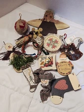 Vintage Mixed Lot of 14 Christmas Ornaments Tree Holiday Decorations Multi Color