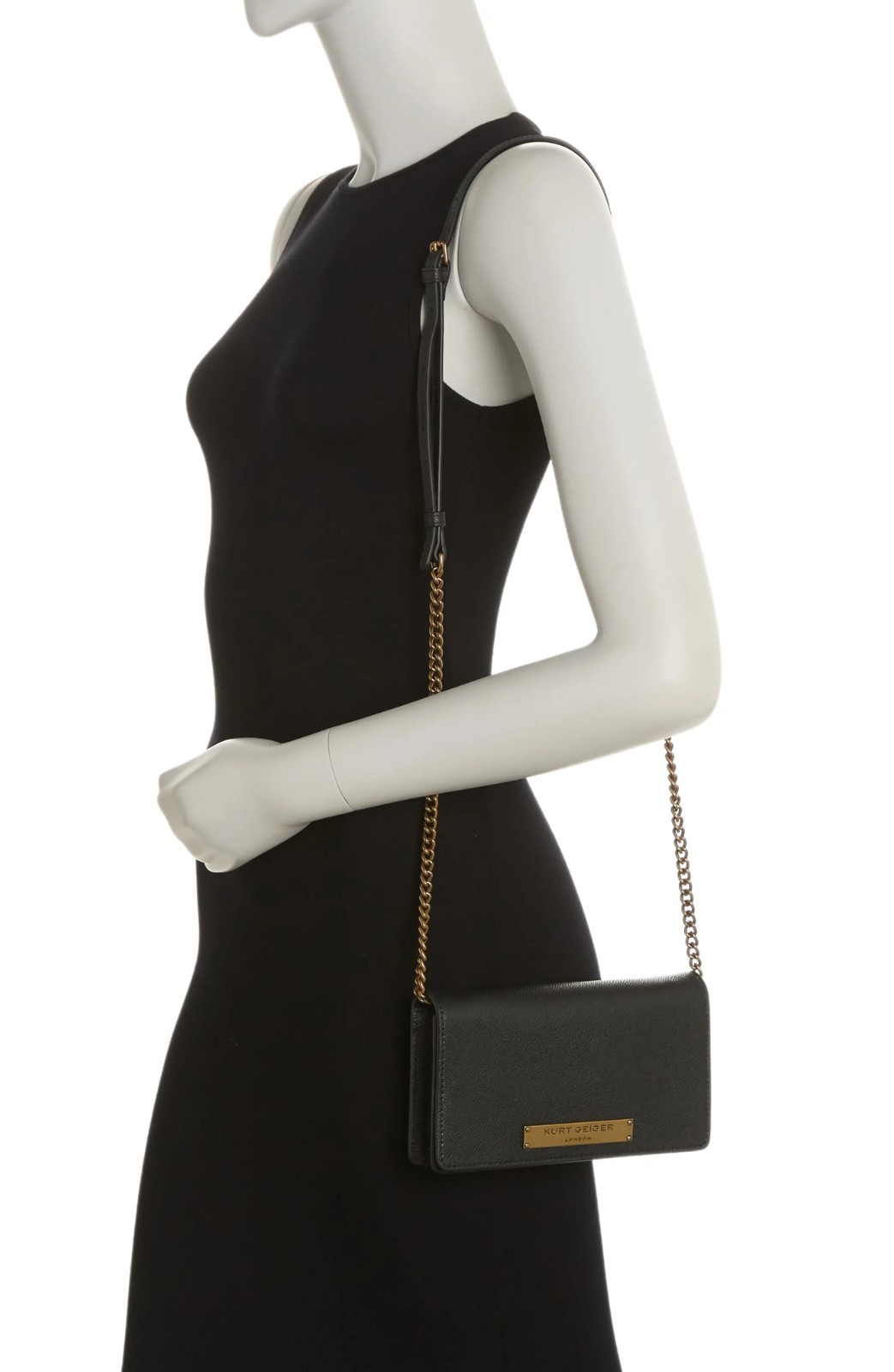 Kurt Geiger London Women's Richmond Mini Crossbody Shoulder Bag in Black Leather