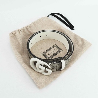 Gucci GG Supreme Canvas Belt with White Resin Buckle - Style