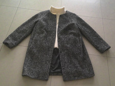 Boden Mantel Jacke Long 39% Wolle 14% Alpaka Gr.46 48 Schwarz Creme Muster