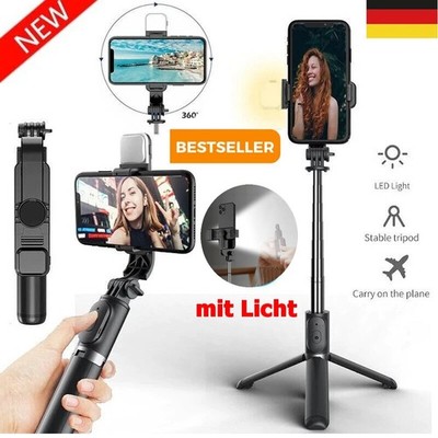Licht Selfie Stick Stativ Wireless Bluetooth Fernbedienung für Samsung iPhone DE