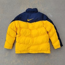 Vintage Nike Youth Boys Puffer Winter Jacket Y2K Navy Gold Medium 10-12