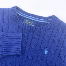 Polo Ralph Lauren Toddler Boys Blue Cable Knit Cotton Sweater Size 4T Preppy