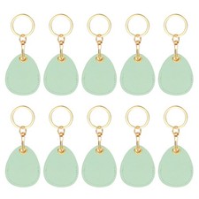 10pcs Leather Keychain,45mm Sublimation Keychain Blanks,Water Drop,Green