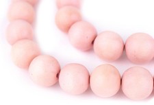 Pink Round Natural Wood Beads 18mm Large Hole 16 Inch Strand