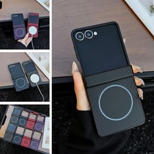 Fr Samsung Galaxy Z Flip7/6/5 Fiber Texture Magnetic Case Hinge Shockproof Cover