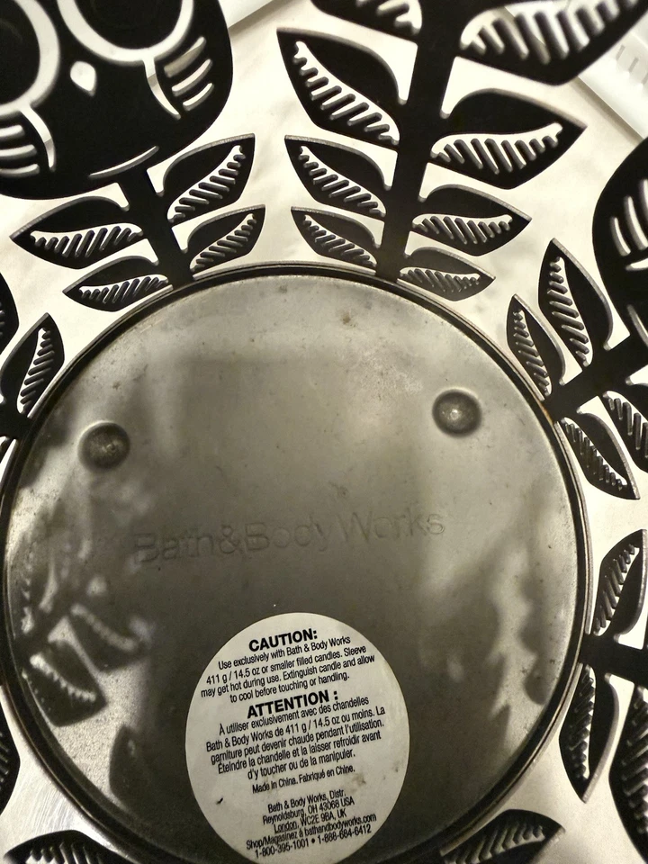 Candelabro de metal Bath & Body Works Owl & Leaves gema ojos joya para 3 mechas Foto 4 de 4