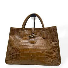 Excellent condition LONGCHAMP Longchamp Handbag Rozo Crocodile Embossed Brown fr