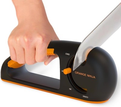 Orange Ninja 4 Stage Knife Sharpener Ergonomic Non Slip Grip