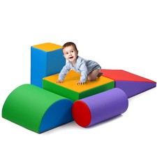 Soft Climbing Toys for Toddlers Indoor - 5 PC Baby Foam Climbing Blocks, PU L...