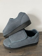 Silverts Men's Extra Extra Wide Slip Resistant Slippers in steel blue size 8M/W1