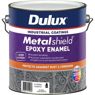 Dulux 4L Metalshield Epoxy Enamel Gloss Paint Vivid White - 4L